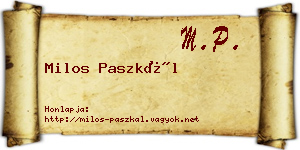 Milos Paszkál névjegykártya